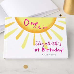Livro De Visitas Um No Sol Rosa Primeiro Aniversário Personalizado