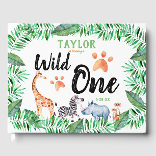 Livro De Visitas Um partido de primeiro aniversario animal selvagem