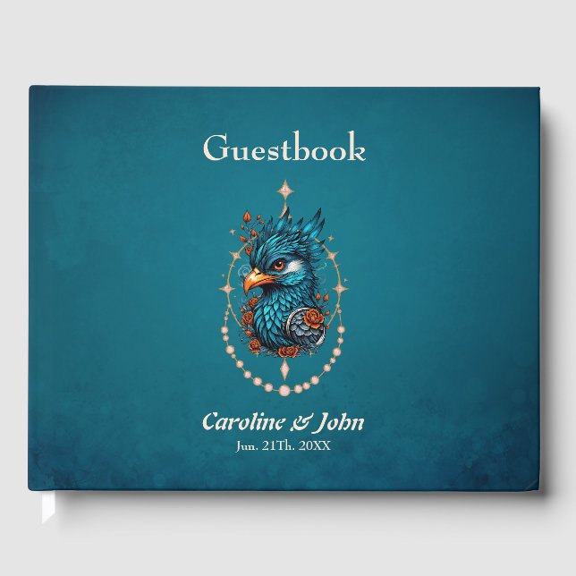 Livro De Visitas Um pássaro azul majestoso. (Frente)