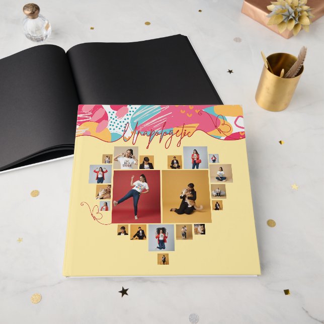 Livro De Visitas Unapologetic Personalized Feminine Photo Collage (Frente aberta)