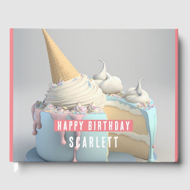 Livro De Visitas unicorn temático Birthdays (Frente)