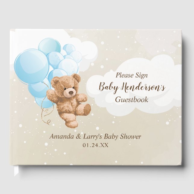 Livro De Visitas Ursa Mal Mal Pode Esperar Urso de Pelúcia Balão Az (Frente)