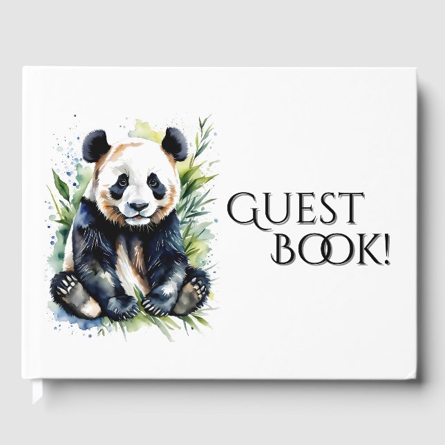 Livro De Visitas Urso Único de Panda de Aquarela Pessoal (Frente)