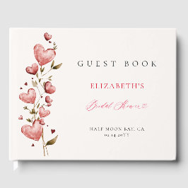 Livro De Visitas Valentine Bridal Shower Whimsical Hearts Botanical