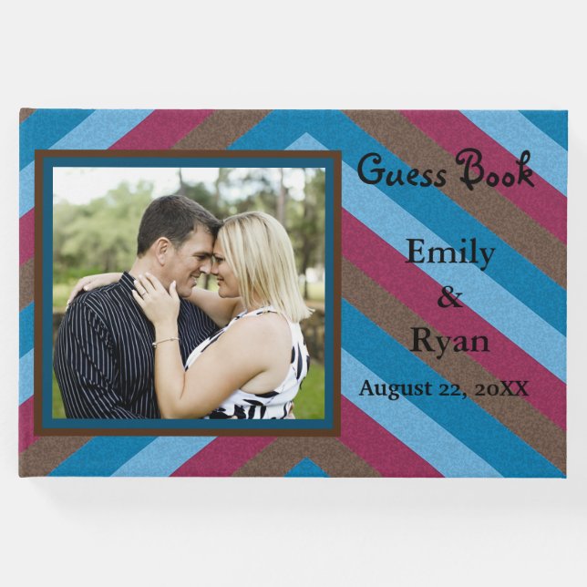 Livro De Visitas Vamos Flamingle Striped Pattern Adicionar Foto do  (Frente)