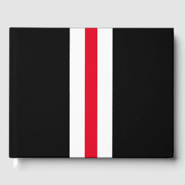 Livro De Visitas Vermelho Esportivo - Listras Verticais Em Preto Mo