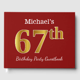 Livro De Visitas Vermelho, Faux Dourado 67ª Festa de aniversário +