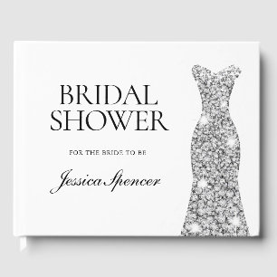 Livro De Visitas Vestido Brilho Diamante Prata Chuva de Noiva