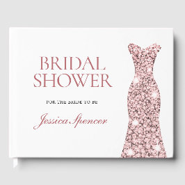 Livro De Visitas Vestido Brilho Dourado Rosa Chá de Noiva