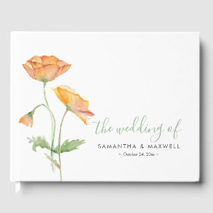 Livro De Visitas Vestido De Casamento Elegante Floral Watercolor