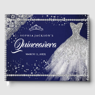 Livro De Visitas Vestido de prata Quinceanera da faísca do diamant