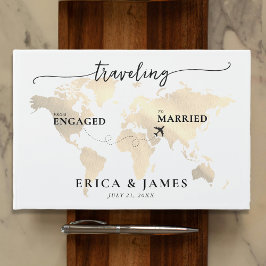 Livro De Visitas Viajando de um Dourado Mapa Envolvido a Casado