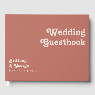 Livro De Visitas Vibes de Retro Simples   Guestbook de Rosa antigo