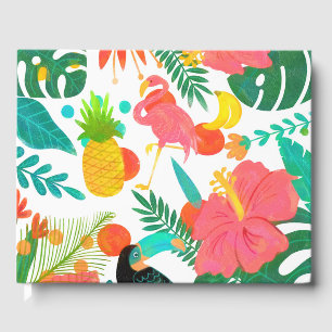 Livro De Visitas Vibrações Tropicais Folhas Florais Casamento de Lu