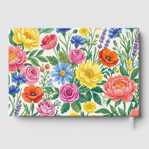 Livro De Visitas Vibrant Wildflower Meadow Botanical Garden Print