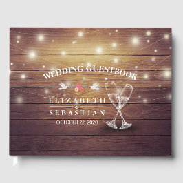 Livro De Visitas Vidro de Champanhe de Guestbook Luzes de Madeira