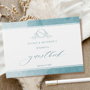 Livro De Visitas Vidro Elegante Vidro Aquarela Casamento Monograma