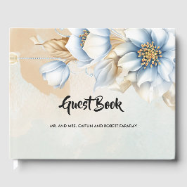 Livro De Visitas Vintage Blue Flor