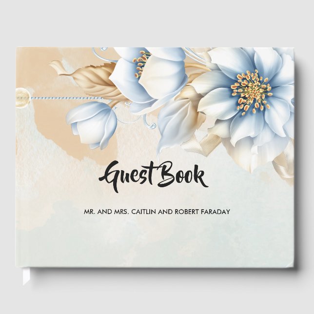 Livro De Visitas Vintage Blue Flor (Frente)