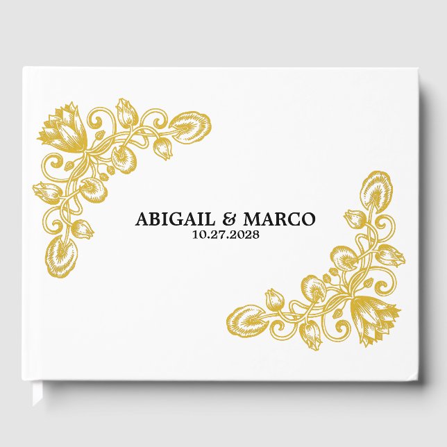 Livro De Visitas Vintage Dourado Guest Book (Frente)