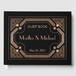 Livro De Visitas Vintage Excelente Gatsby Art Deco Light Copper Met