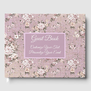 Livro De Visitas Vintage Floral Design rosa Mauve Personalizado