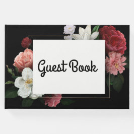 Livro De Visitas Vintage Floral Elegante Cor-de-Rosa Preta