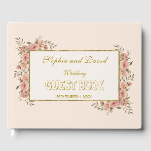 Livro De Visitas Vintage Floral Gold Foil Frame Weding