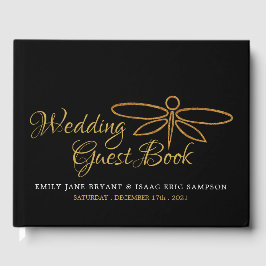 Livro De Visitas Vintage Gold Foil Dragonfly Casamento