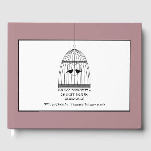 Livro De Visitas Vintage Heart Birdcage Chá de fraldas