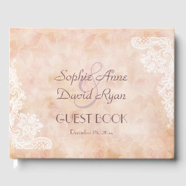 Livro De Visitas Vintage Lace Rosas Antigo Casamento de Papel