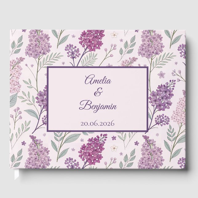 Livro De Visitas Vintage Lilac Garden Romance Wedding (Frente)