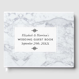Livro De Visitas Vintage Marble Wedding Elegante
