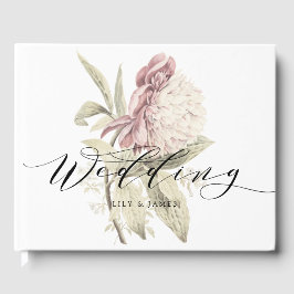 Livro De Visitas Vintage Peony Botanical Fine Art