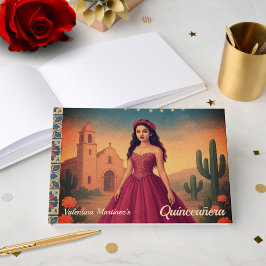 Livro De Visitas Vintage Personalizada Quinceañera Red Vress