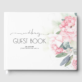 Livro De Visitas Vintage Pink Flowers Casamento Verde