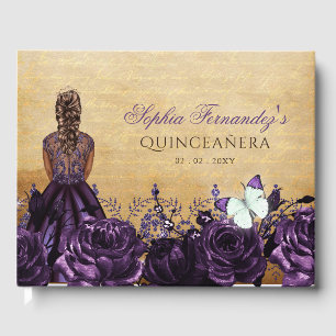 Livro De Visitas Vintage Princesa Rosto Borboleta Quinceañera