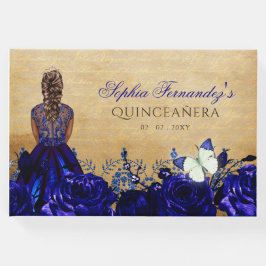 Livro De Visitas Vintage Princess Royal Blue Butterfly Quinceañera