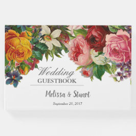 Livro De Visitas Vintage ruidosa rosas flores Casamento
