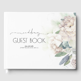 Livro De Visitas Vintage White Flowers Casamento Verde
