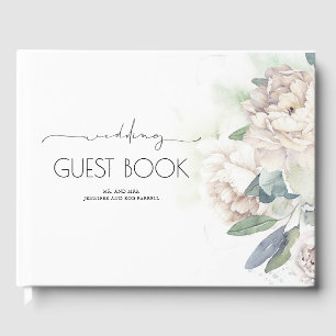 Livro De Visitas Vintage White Flowers Casamento Verde