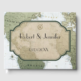 Livro De Visitas Vintage world map viagem temático casamento