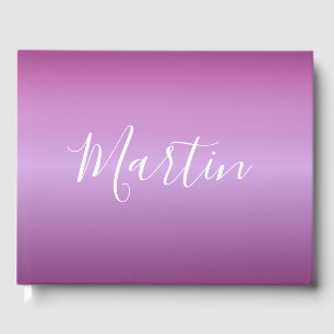 Livro De Visitas Violeta Roxa e Script Branco Personalizado