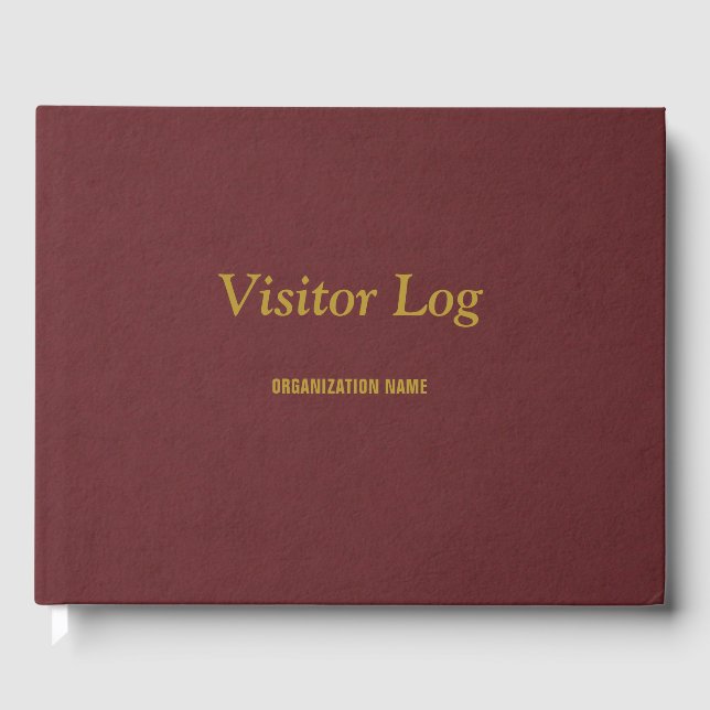 Livro De Visitas Visitante Log Professional Burgundy Faux Leather (Frente)