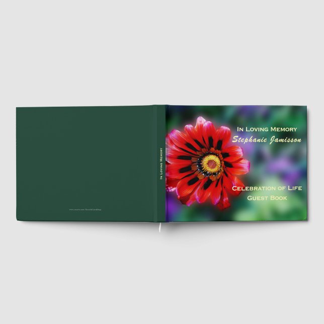 Livro De Visitas Vivid Red Flower Gazania, Celebração da Vida (Completo)