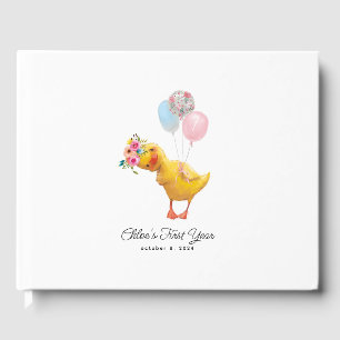 Livro De Visitas Waddle é Pato Floral, Chá de fraldas Guest Book