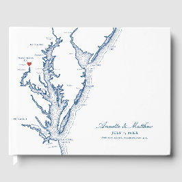 Livro De Visitas Washington D.C. Mapa Elegante Casamento Azul Marin