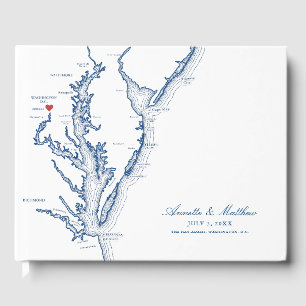 Livro De Visitas Washington D.C. Mapa Elegante Casamento Azul Marin