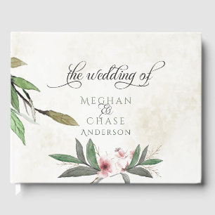Livro De Visitas Watercolor Botanical Blossoms Wedding Guest Book