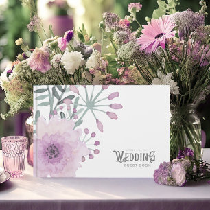 Livro De Visitas Watercolor Buquê Wedding Lilac ID654